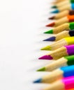 School supplies colored pencils in a row Royalty Free Stock Photo