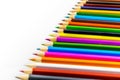 School supplies colored pencils in a row Royalty Free Stock Photo