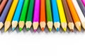 School supplies colored pencils in a row Royalty Free Stock Photo
