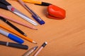 School supplies on desck Royalty Free Stock Photo