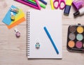 School supplies on desk Royalty Free Stock Photo