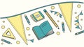 School Supplies Garland, Learning, Creativity Study Time, vector design Generative AI Royalty Free Stock Photo