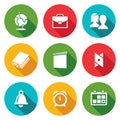 School supplies Icons Set. Vector Illustration. Royalty Free Stock Photo