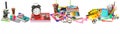 School supplies isolated on a white background. Free space for text. School sale. Wide photo. Panoramic collage Royalty Free Stock Photo