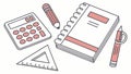 School Supplies for Math with Calculator and Notebook Vector, vector design Generative AI Royalty Free Stock Photo