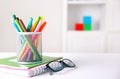 School supplies,office tools,back to school,empty  space background Royalty Free Stock Photo
