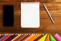 School supplies pencil, pen, ruler, triangle on blackboard bac Royalty Free Stock Photo