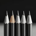 School supplies Pencil set, wooden, black and white, education tools Royalty Free Stock Photo