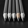 School supplies Pencil set, wooden, black and white, education tools Royalty Free Stock Photo