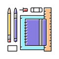 school supplies primary school color icon vector illustration