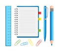 School Supplies Set Back to School. Collection of Flat Illustrations Royalty Free Stock Photo