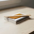 School Supplies Stack: Notebooks, Pencils, and Ruler Royalty Free Stock Photo