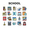 School Supplies Stationery Tools Icons Set Vector Royalty Free Stock Photo