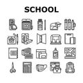 School Supplies Stationery Tools Icons Set Vector Royalty Free Stock Photo