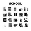 School Supplies Stationery Tools Icons Set Vector Royalty Free Stock Photo