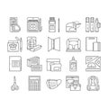 School Supplies Stationery Tools Icons Set Vector . Royalty Free Stock Photo