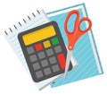 School Supplies for Study, Calculator and Scissors Royalty Free Stock Photo