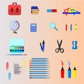 School supplies vector, design. Illustration