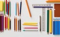 School supplies on a white background.Back top school concept.Flat lay. Top view.Generative AI Royalty Free Stock Photo