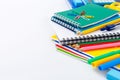 School supplies on white background with copy space Royalty Free Stock Photo