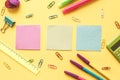 Back to school concept with space for text. Top view. Copy space. School office supplies.Creative desk with colourful stationery. Royalty Free Stock Photo