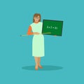 School teacher with chalkboard vector illustration in flat style design Royalty Free Stock Photo