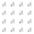 School teacher man line icons set