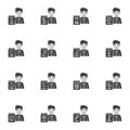 School teacher man vector icons set