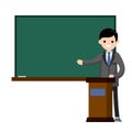 School teacher stands near blackboard. Royalty Free Stock Photo