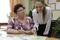 School teacher teaches children of primary school