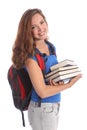 School teenage student girl with education books Royalty Free Stock Photo