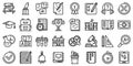 School test icons set, outline style