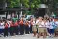 Gathering of children and their teachers in the school in Thailand