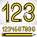 School theme, pencils design numbers, best for use in logotype design for drawing Royalty Free Stock Photo