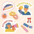 school themed sticker set girl attention graduate markers