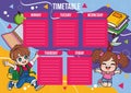 school time table with happy boy and girl Royalty Free Stock Photo