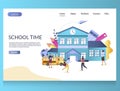 School time vector website landing page design template