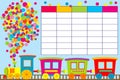 School timetable with cartoon train