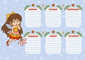 School timetable for children with days of week. Fairy girl Royalty Free Stock Photo