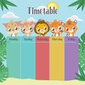 School timetable with cute felines Royalty Free Stock Photo