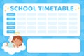 School Timetable with Cute Girl Angel Character with Wings and Nimbus on Cloud Vector Template Royalty Free Stock Photo