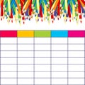 School timetable with multicolored pencils