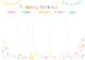 School timetable for pupils or students with 5 days of week with doodle colorful school supplies. Organize your day Royalty Free Stock Photo