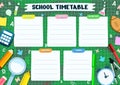 School timetable, student week schedule template for routine. Royalty Free Stock Photo