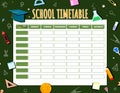 School Timetable Template with Educational Elements. Royalty Free Stock Photo