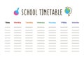 School timetable template with place for text