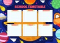 School Timetable Template with space background concept for routine and plan. Royalty Free Stock Photo