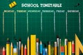 School timetable template for students or pupils. Vector Illustration Royalty Free Stock Photo