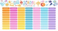 School Timetable, a weekly curriculum design template, scalable vector graphic with gradient transition. Vector Template School Royalty Free Stock Photo