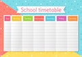 School timetable. Weekly schedule for lessons. Vector illustration Royalty Free Stock Photo